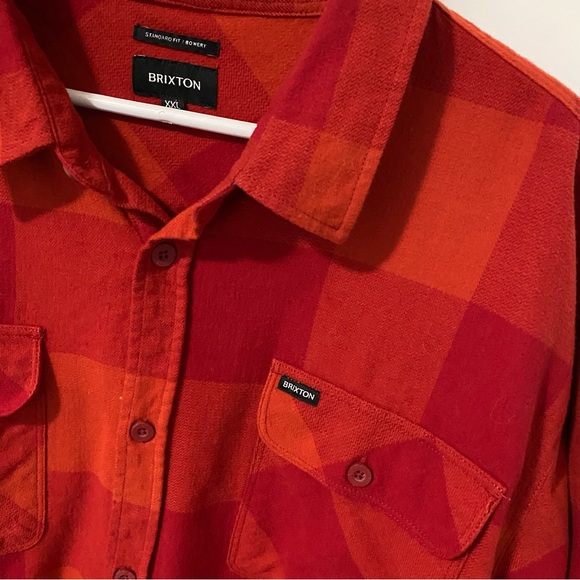 Brixton Bowery Long Sleeve Plaid Flannel Shirt Crimson/Aurora Red size XXLarge - Picture 6 of 16